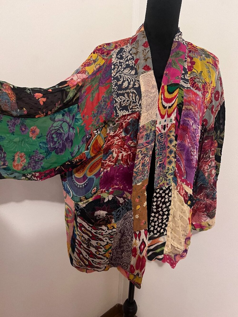 NWT Young Threads Patchwork Short Kimono with Pockets